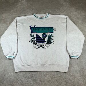Vintage 90s College House Sweatshirt Mens XL Gray Virginia Wesleyan College USA